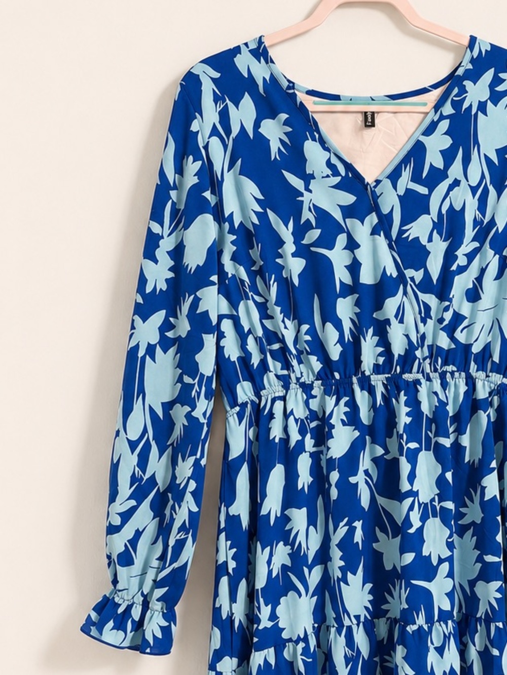 Fashion Blue Floral Tiered Midi Dress – Size Large - Picture 2 of 7
